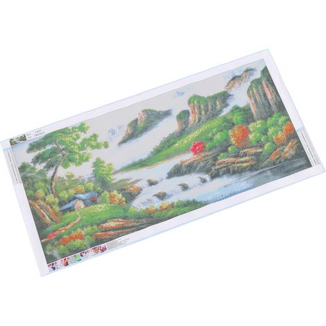 Peinture en strass avec perles rondes sur toile, motif paysage, décoration murale à faire soi-même (1/5)