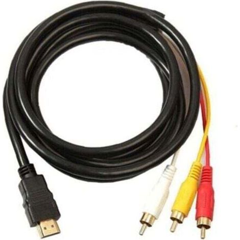 HDMI RCA 3 Câble HDMI Vers RCA Convertisseur Adaptateur Câble Cordon émetteur De Transmission à Sens Unique De HDMI 1,5m RCA-- (1/4)