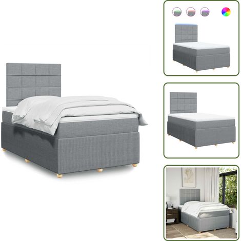 Sommier à lattes de lit avec matelas Gris clair 120x200cm Tissu - Sommier À Lattes De Lit - Sommiers À Lattes De Lit - Lit - Meuble De Chambre À Coucher (1/5)