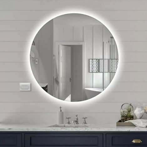 Specchio bagno tondo LED diametro 80 cm retroilluminato con luce fredda (1/4)