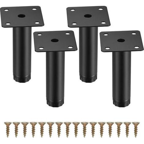 4 Pièces Pieds de Meuble, 10 cm/4 Pouces Pieds de Meubles Réglables, Pieds de Support en Fixation en Métal pour Meubles/Table/Chaise/Bureau/Cuisine/Armoire/Canapé (1/5)