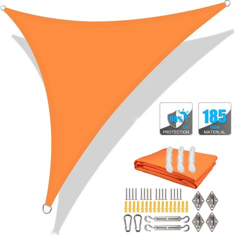 (Orange, accessoires d'installation inclus, 200x200x200cm) Auvent pare-soleil de haute qualité, coupe-vent et respirant, protection solaire extérieure. (1/5)