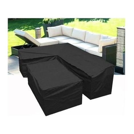 Housse de Protection Salon de Jardin en Forme de L avec Cordons de Serrage en Bas (1/3)
