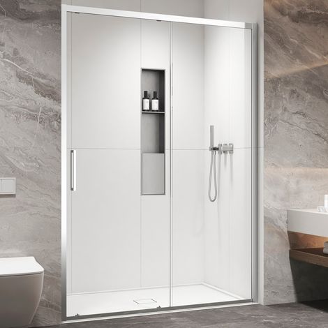 Porta doccia scorrevole 110cm altezza 200cm finitura cromo KZ4000 kamalu