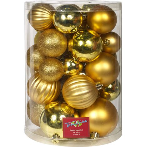 TrendLine Christbaumkugeln 34 Stk Gold Weihnachtskugeln Weihnachtsbaumkugeln (1/3)