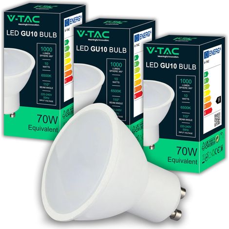 3x Ampoules LED GU10-10W Haute luminosité (Équivalent 70W) - 1000 Lumen - Spot LED GU10 pour une Efficacité Maximale et une économie d'énergie - Blanc Froid 6500K (1/5)