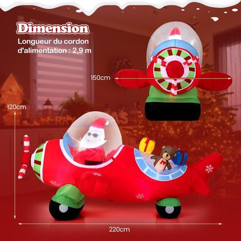Décoration gonflable de Noël avion Père Noël avec LED intégrées, hélice rotative, pour jardin et pelouse (1/5)