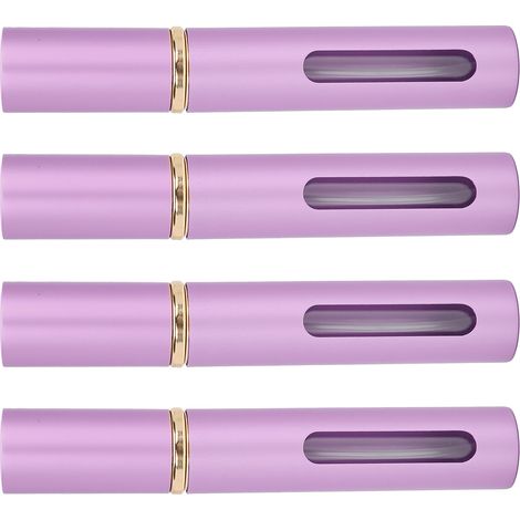 Lot de 4 flacons de parfum en verre de 10 ml, vides et rechargeables, à pression, violets. (1/5)