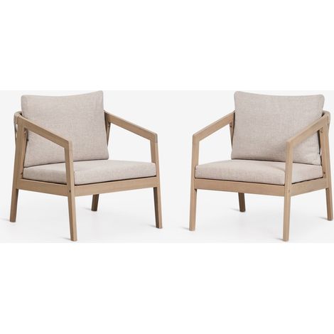 Pack de 2 fauteuils de jardin en bois d'acacia et corde tressée Kaela SKLUM