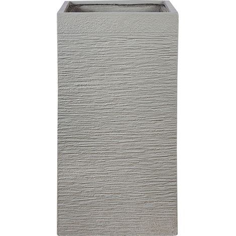 Grande Jardinière Haute Terre Cuite Décor Intérieur Extérieur 40x40x77 cm Gris Clair Dion (1/5)