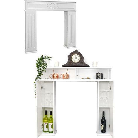 Cornice per camino - Mensola per camino con mensola nascosta, finto camino decorativo, per soggiorno, camera da letto, decorazione da parete - Bianco