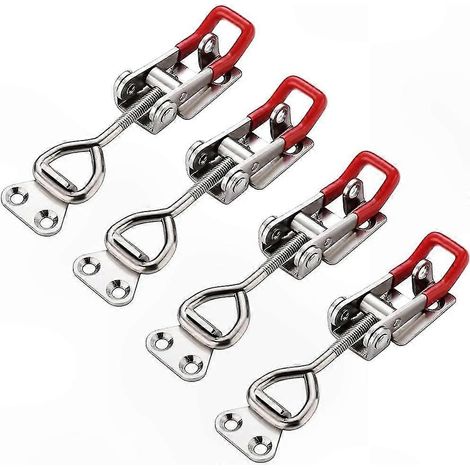 Attache rapide réglable, lot de 4 loquets robustes avec poignée à levier, charge max 180 kg, serrure de caisse résistante pour fixation sécurisée. (1/5)