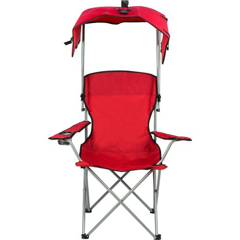 Aqrau Chaise de Camping avec Parasol, Ultra Légère Chaise de Plage Pliable, Chaise de Jardin avec Porte-gobelet, Capacité 100kg, Adaptée au Camping, à la Plage, au Barbecue, à la Pêche - Rouge (1/5)