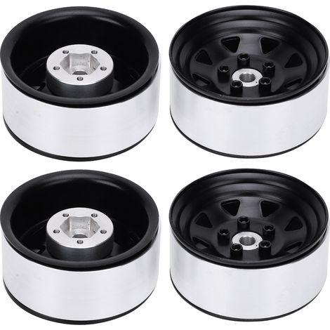 4 pièces Jantes Alliage Aluminium 1.9" pour RC Crawler 1/10 Axial SCX10 TRX4 (Noir) (1/5)