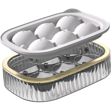 Moule à glaçons ronds pour cocktails, bourbon et whisky (6 boules) - Blanc