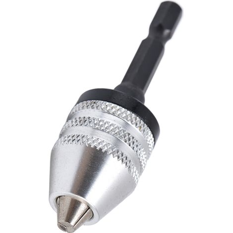 Adaptateur/convertisseur pour mandrin de perceuse sans clé, 3 mors, queue hexagonale 1/4 po, embouts de vissage à percussion, 0,3 à 6,5 mm, argent