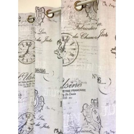 Voilage imprimé industriel gris - 150x240cm - Gris