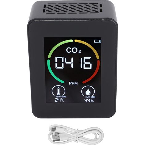 Tragbarer, per USB aufladbarer Luftqualitätsmonitor – CO2-, Temperatur- und Feuchtigkeitsdetektor für Klassenzimmer und Restaurants