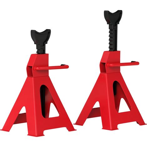 Lot de 2 chandelles réglables de 3 tonnes pour cric de voiture, 29-42,5 cm, acier au carbone et fonte, rouges