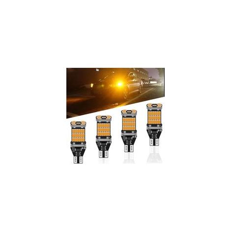 4-Pack 921 912 T10 T15 Ambre/Jaune 800 lumens 12V-24V Non-Polarity Extrêmement Lumineux CANBUS Sans Erreur Ak-4014 45PCS Chipsets Ampoules LED pour Feux de Clignotant Back Up Eclairage Inversé