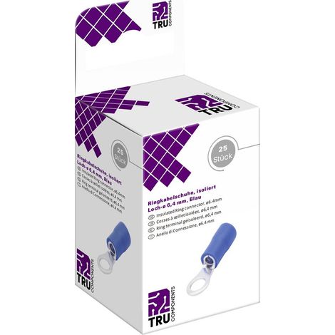 TRU COMPONENTS T2010C289 CAPOCORDA AD ANELLO SEZIONE MAX=2.5 MM² Ø FORO=6.4 MM PARZIALMENTE ISOLATO BLU 25 PZ. (1/2)