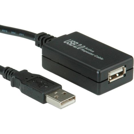 Value VALUE Rallonge de câble actif USB 2.0, noir, 12 m (12.99.1110)