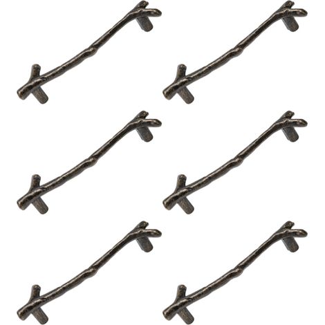 Set mit 6 großen Vintage-Schubladengriffen aus Zinklegierung für Schränke, Astmuster
