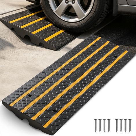 VEVOR Rampa de Goma para Bordillos Altura de 6,5 ​​cm 2 Piezas Puente de Bordillo para Acera Carga de 15 T Rampa de Acceso para Sillas de Ruedas para Carga de Muelle, Almacenes, Entrada de Garajes (1/5)