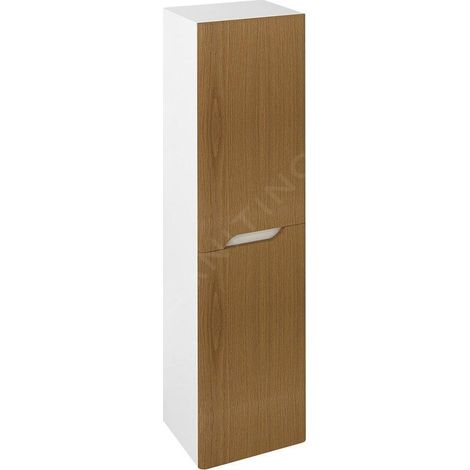 MEDIENA Meuble de rangement 35x140x30cm, 2x porte, gauche/droite, blanc mat/chêne naturel (1/5)
