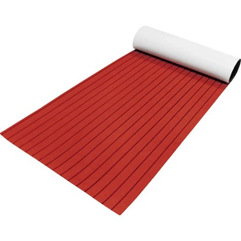 Alfombra de teca, superficie antideslizante, fácil instalación, color rojo. (1/2)