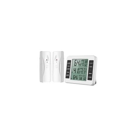 (Nouvelle version) AMIR Thermomètre de réfrigérateur, thermomètre intérieur extérieur sans fil, capteur de température avec alarme sonore Jauge de température pour congélateur Cuisine Maison (Batterie (1/5)