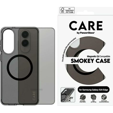 Custodia QI PanzerGlass Flagship Urban Combat Black per Samsung Galaxy S25 Edge, colore fumo (1/4)