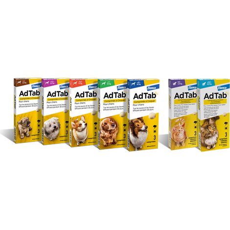 COMPRESSE ANTIPARASSITARIE MASTICABILI 'ADTAB' cani 1,3 - 2,5 kg / 3 compresse da 56,25 mg  - ELANCO