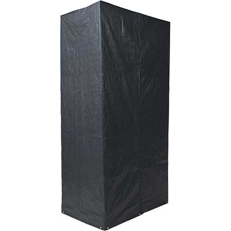 Housse de protection barbecue en plastique PE 100g/m² – Dimensions H253 x L128 x P80 cm – Fermeture zip et cordon de serrage – Nature (1/5)
