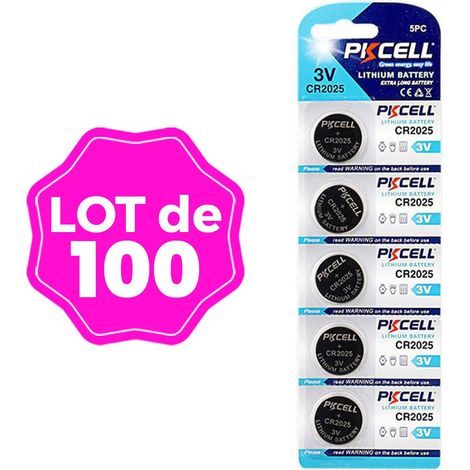 100 Piles Bouton CR2025 3V 150mAh Lithium Kodak (1/3)