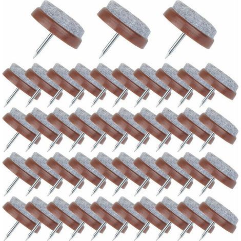 50 Pcs Patin Chaise a Clouer 24mm Marron Tampon Chaise en Feutre pour Protéger Pieds des Meubles (1/5)