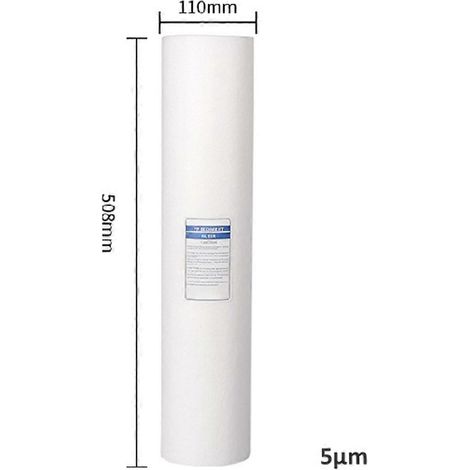 Filtre à sédiments pour toute la maison (50,8 cm x 11,4 cm), cartouche filtrante grande capacité pour purificateur d'eau (50,8 cm), précision de filtration : 5 microns (1/5)
