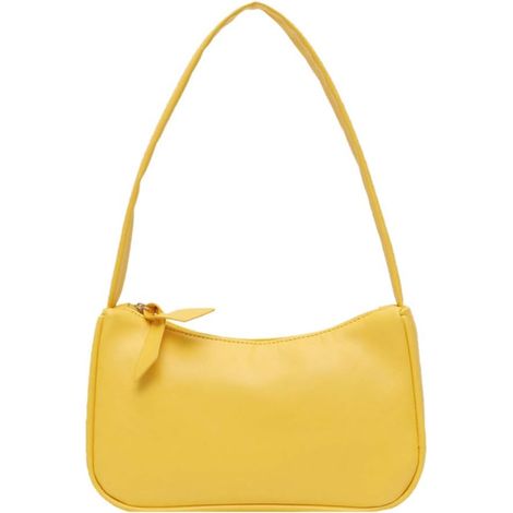Sac à main rétro à bandoulière unique en cuir PU souple pour femmes (jaune),