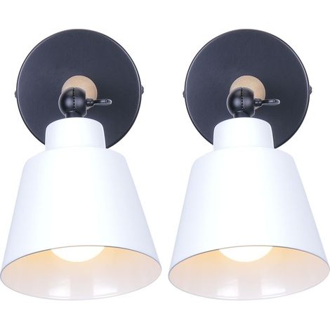 2PCS Applique Murale Moderne En Bois Lampe Murale Rétro Applique Murale Minimaliste Pour Chambre À Coucher, Chevet, Bureau, Couloir E27 Blanc (1/5)