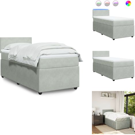 Boxspringbett mit Matratze Hellgrau 90x200 cm Samt - Boxspringbett - Boxspringbetten - Bett - Bett Mit Stauraum (1/5)