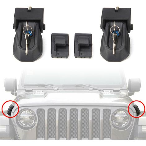 für JL-Motorhaubenschloss mit Schlüsseln, Diebstahlsicherung für Wrangler JL und Gladiator JT 2018–2023 Modelle mit Schloss (Stil 1)