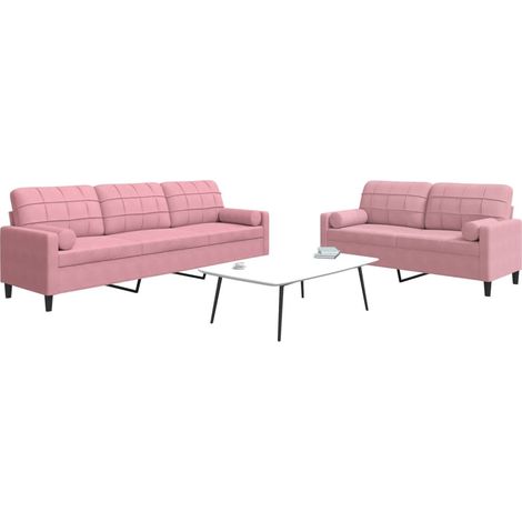 Juego de sofás con cojines 2 piezas terciopelo rosa