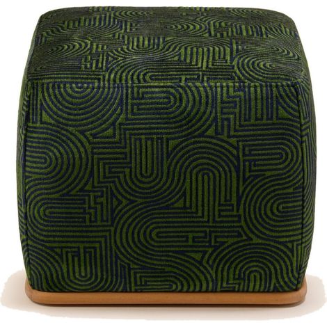 Pouf en Bois et chenille bicolore Klark ARNEL (1/4)