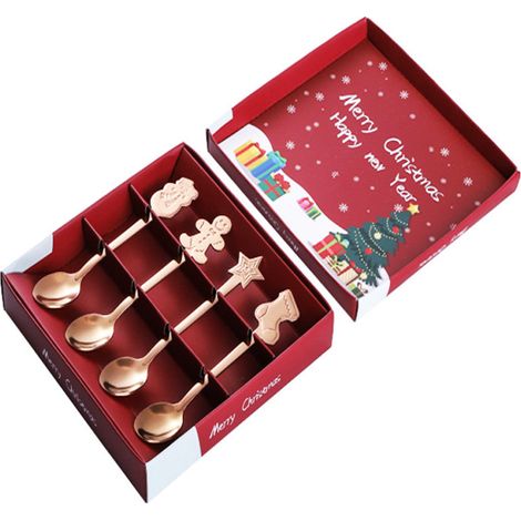 Irovami Cuillère à café en acier inoxydable doré rose, présentée dans un coffret cadeau. (1/3)