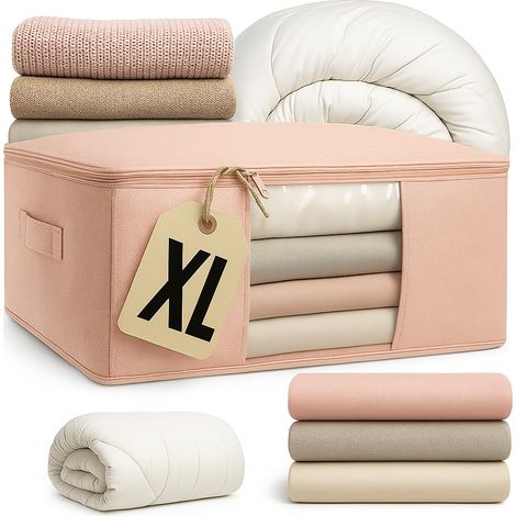 Funda para ropa de cama, bolsa contenedora para ropa debajo de la cama, rosa suave L (1/5)