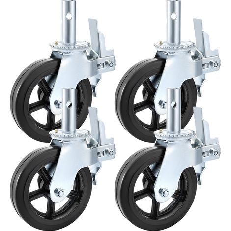 Roulettes pivotantes en polyuréthane, noyau en fer 8 pouces, roulettes à tige pivotante avec frein à double verrouillage, pieds réglables, capacité de charge 1100 lb par roue, lot de 4, 8 pouces (1/5)