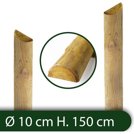 10PZ Mezzi Pali in legno Recinzioni Staccionate Giardino Trattati Ø 10x150 H