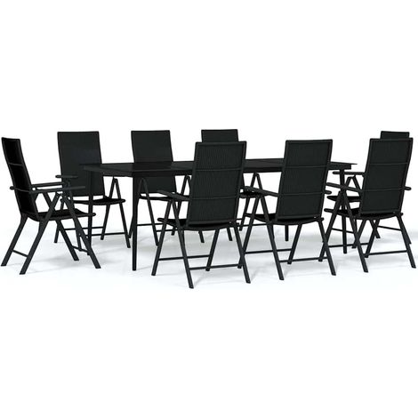 Maison Exclusive - Set da Pranzo per Giardino 9 pz con Cuscini Nero (1/5)