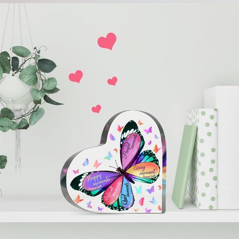 Plaque cœur en acrylique décorative, objet bureau à poser, idée cadeau souvenir pour famille amis（10 cm) (1/3)