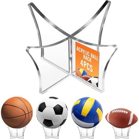 4 Pièces Support de Balle en Acrylique, Support de Football, Présentoir Multifonctionnel pour Basketball Volleyball Football Ballon Rugby Ball (1/5)
